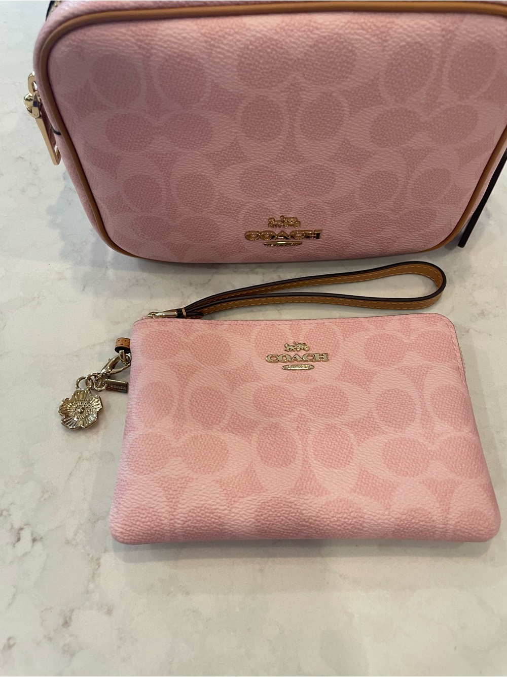Coach Pink Signature Mini Carey Crossbody with Matching Wristlet - Picture 12 of 16